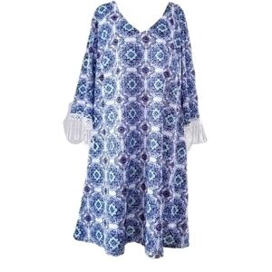 AVENUE PLUS GRECIAN FRINGE SHIFT DRESS SZ 2X